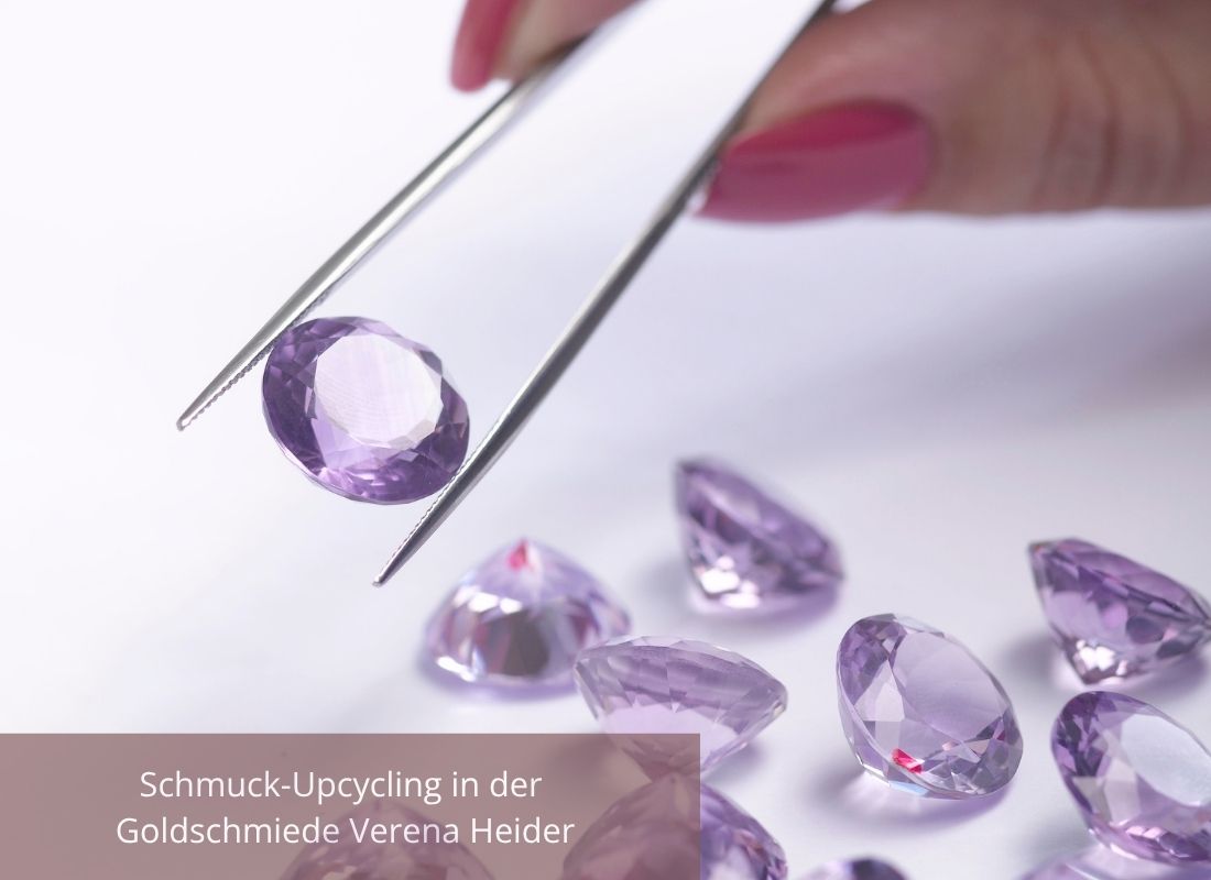 Pinzette mit Schmucksteinen, synonym für Schmuck-Upcycling